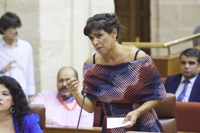 La portavoz del Grupo Mixto-AdelanteAndalucía, Teresa Rodríguez, en una foto de archivo en el Parlamento andaluz.