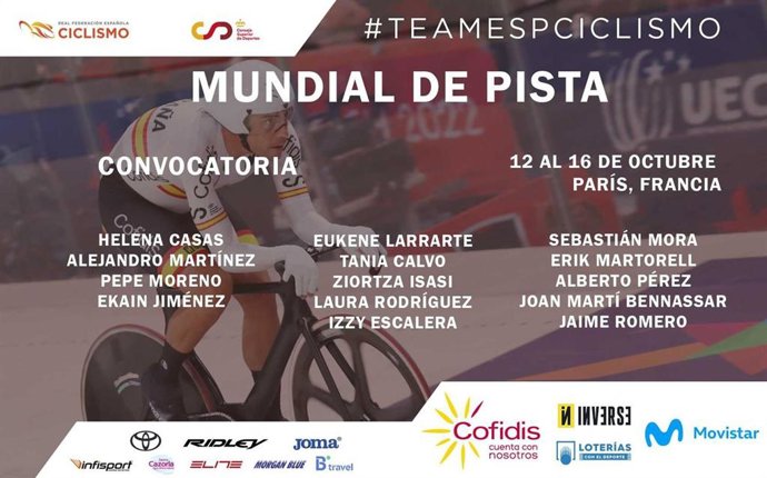García Casas anuncia la lista para el Mundial de ciclismo en pista de 2022 en Francia.