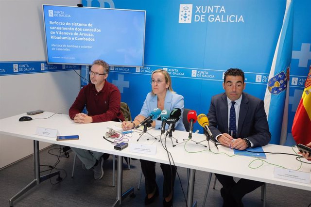 La conselleira de Infraestruturas e Mobilidade, Ethel Vázquez, y el delegado de la Xunta en Pontevedra, Luis López, en rueda de prensa.