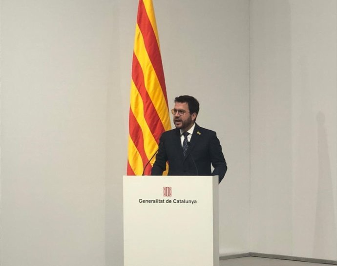 El presidente de la Generalitat, Pere Aragons, en el acto institucional del Any Fuster a 4 de octubre de 2022