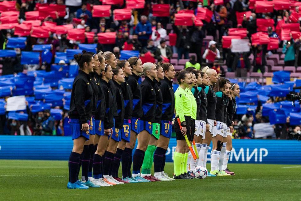 Archivo - Imagen del partido entre el FC Barcelona y el Real Madrid de la vuelta de cuartos de final de la Liga de Campeones Femenina 2021-2022