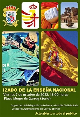 Cartel anunciador del acto de izado de la Enseña Nacional en Garray.