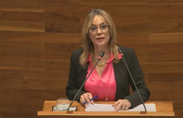 La portavoz de IU en la Junta General, Ángela Vallina