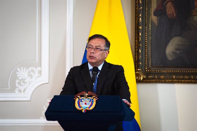 03 October 2022, Colombia, Bogota: Colombian president Gustavo Petro speaks at a press conference with US Secretary Antony Blinken (Not Pictured) during his official visit to Colombia. Photo: S. Barros/LongVisual via ZUMA Press Wire/dpa