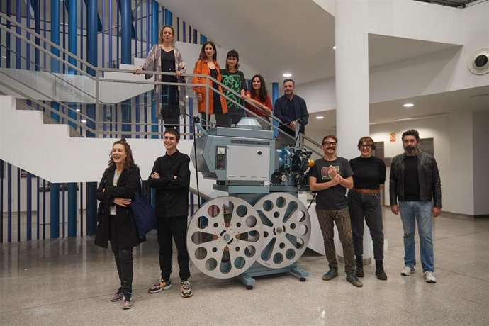 Los autores de las obras seleccionadas, en la Filmoteca de Navarra