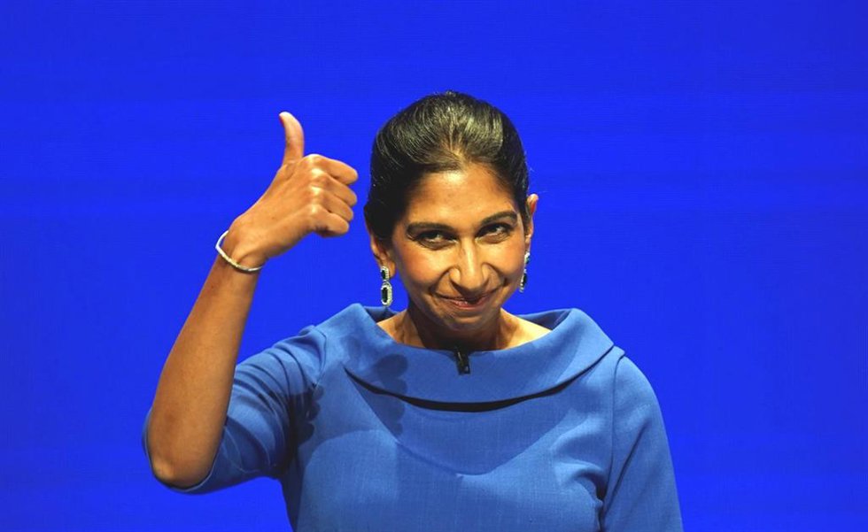 La ministra de Interior de Reino Unido, Suella Braverman.
