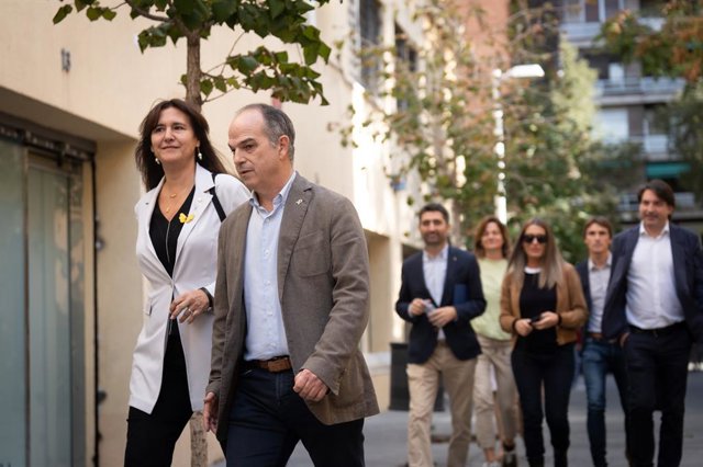 La presidenta de Junts, Laura Borràs, i el secretari general del partit, Jordi Turull