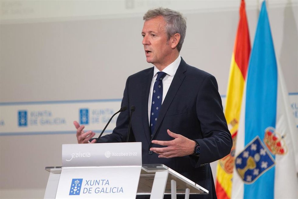 Alfonso Rueda comparece tras el Consello. 