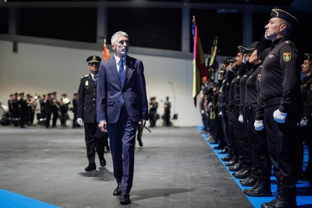 El ministro de Interior, Fernando Grande-Marlaska, a su llegada a los actos organizados con motivo de la celebración del Día de la Policía Nacional en Madrid