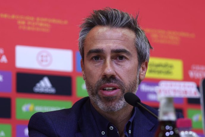 Jorge Vilda, head coach of Spain Women Team, attends his press conference at Ciudad del Futbol on September 30, 2022, in Las Rozas, Madrid, Spain.