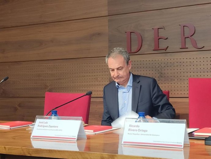 José Luis Rodríguez Zapatero este jueves en la Facultad de Derecho de la Universidad de Salamanca