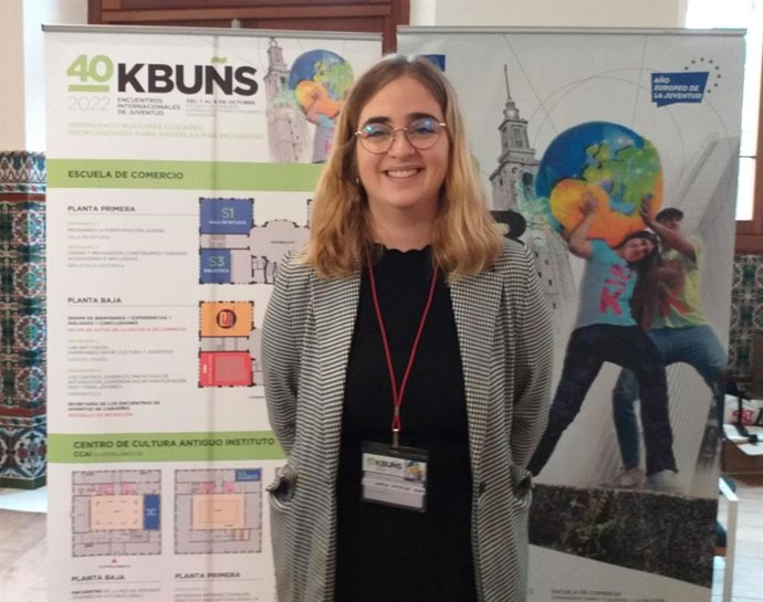 La presidenta del Consejo de la Juventud de España, Andrea González, participa en los 40 Encuentros Internacionales de Juventud 'Kbuñs' 2022, en la antigua Escuela de Comercio de Gijón