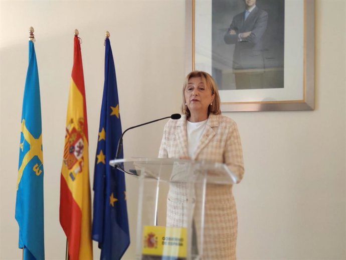 La Delegada del Gobierno en Asturias, Delia Losa, presenta en rueda de prensa las inversiones de los PGE para Asturias.