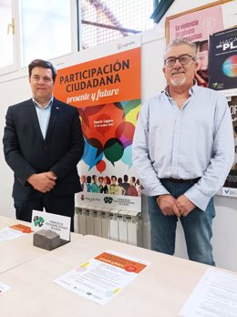 El concejal de Participación Ciudadana; Kilian Cruz-Dunne, y el vicepresidente de la Federación de Asociaciones Vecinales de La Rioja, Julián Herráiz, en la presentación de las jornadas