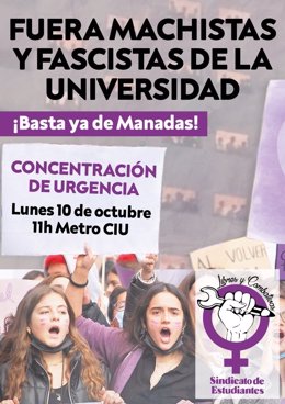 Cartel de la protesta contra el vídeo machista en el colegio mayor Elías Ahúja.