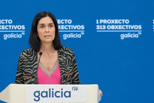 La secretaria general del PPdeG, Paula Prado, en rueda de prensa.