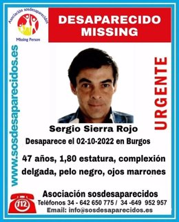 Imagen en la que se pide ayuda para localizar a una persona desaparecida en Burgos.