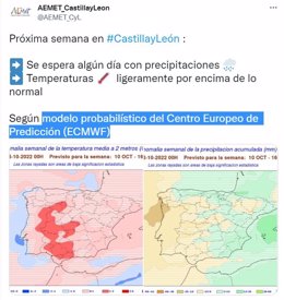 Pronóstico de la Aemet para la semana del 10 de octubre en Castilla y León.