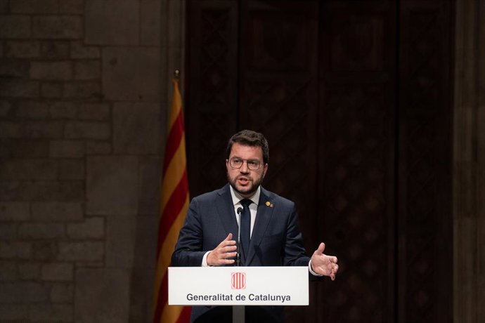 El presidente de la Generalitat, Pere Aragons, en una comparecencia el 28 de septiembre. ARCHIVO.