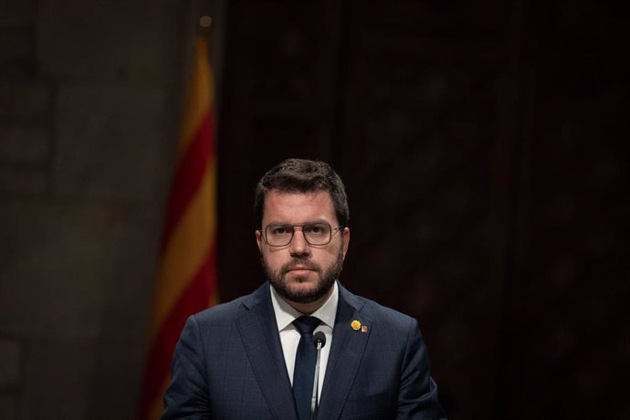 El president de la Generalitat, Pere Aragons, en una compareixena el 28 de setembre de 2022. ARXIU.