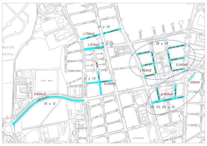 El Ayuntamiento de Palma incia este lunes el asfaltado de 16 calles situadas en el barrio de Camp Redó