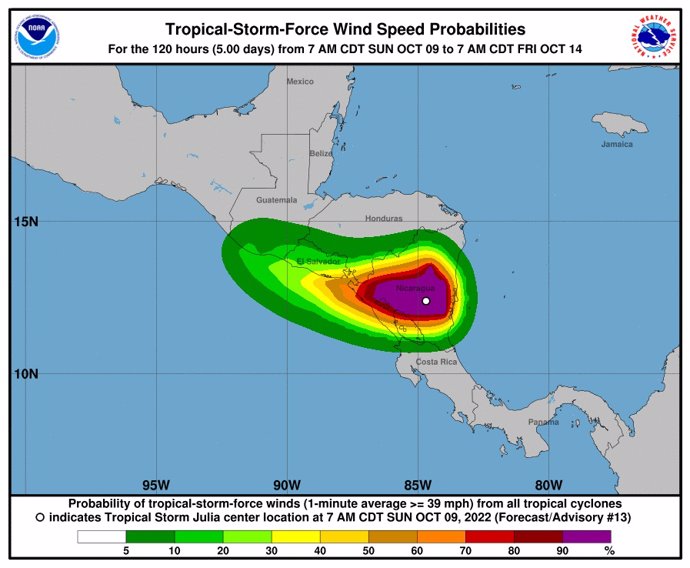 El huracán 'Julia' a su paso por Nicaragua
