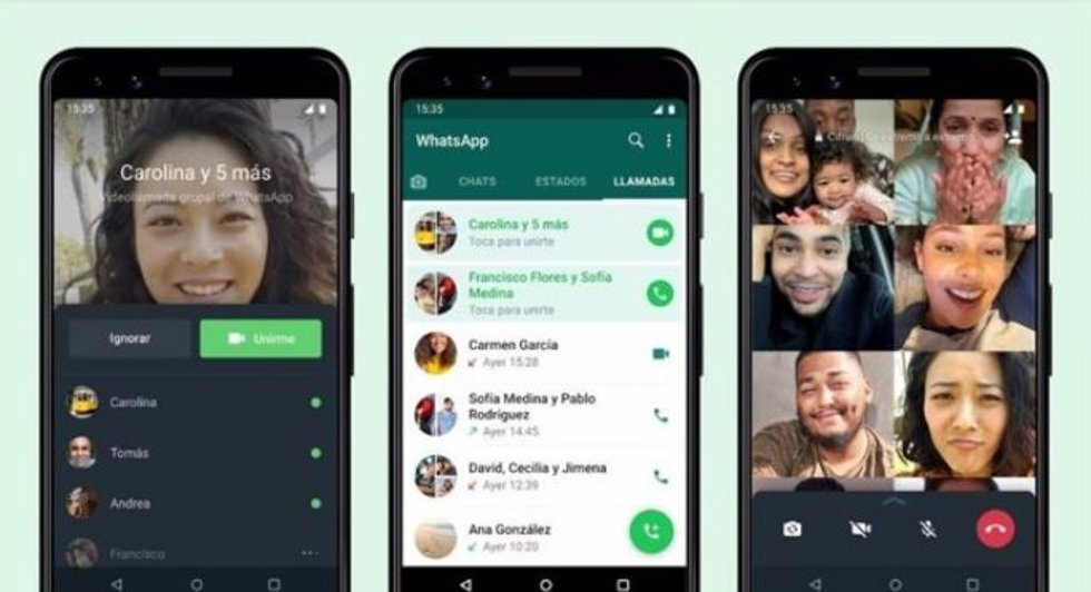 Captura de una videollamada en una conversación grupal