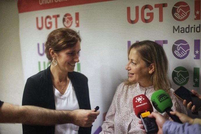 Reunión entre la líder de Más Madrid en la Asamblea, Mónica García, y la secretaria general de UGT Madrid, Marina Prieto.