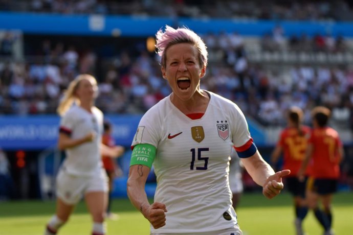 Archivo - Megan Rapinoe of USA celebrates her goal during the FIFA Women's World Cup France 2019, round of 16, football match between Spain and USA on June 24, 2019 at Auguste Delaune stadium in Reims, France - Photo Melanie Laurent / A2M Sport Consulti