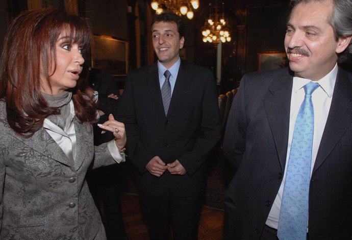 Archivo - Cristina Fernández de Kirchner, Sergio Massa y Alberto Fernández