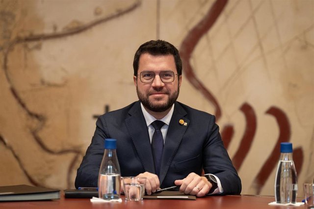 El presidente de la Generalitat, Pere Aragonès, en la primera reunión del Consell Executiu en solitario de ERC.