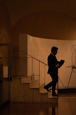 El presidente de la Generalitat, Pere Aragons, a su llegada a una rueda de prensa tras la celebración del primer Consell Executiu tras la remodelación del Govern en el Palau de la Generalitat, a 11 de octubre de 2022, en Barcelona, Cataluña (España). L