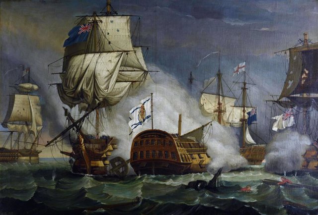 Combate del cabo de Santa María entre las escuadras del almirante Rodney y la del general Lángara. Museo Naval.