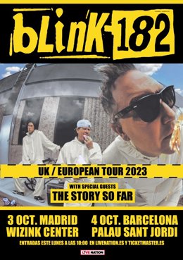 Cartell dels concerts de Blink-182 a Espanya el 2023