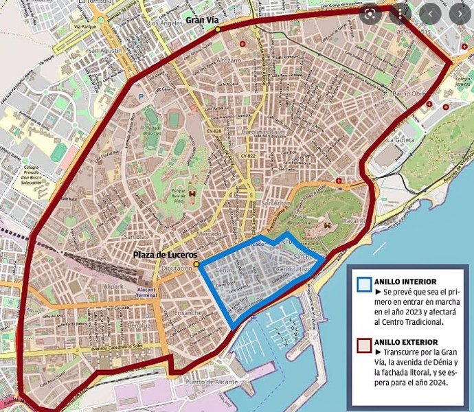 Alicante avanza en la adaptación de la Zona de Bajas Emisiones en el anillo de la Gran Vía por 4,4 millones