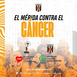 Cartel de la iniciativa de la AD Mérida de fútbol contra el cáncer