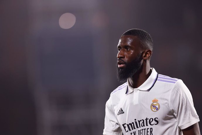 Antonio Rudiger of Real Madrid looks on during the spanish league, La Liga Santander, football match played between Getafe CF and Real Madrid at Coliseum Alfonso Perez stadium on October 08, 2022, in Getafe, Madrid, Spain.