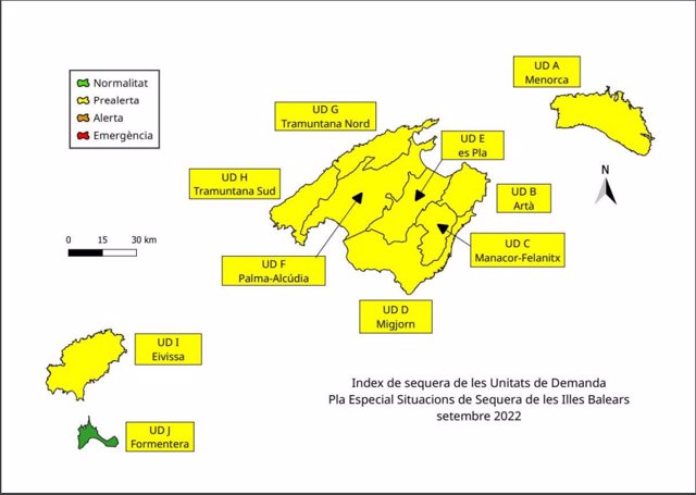 Las reservas hídricas de Baleares se mantienen en el 46% y dos unidades más entran en prealerta.