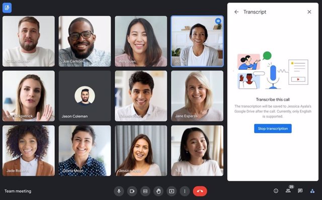 Captura del servicio de transcripciones automáticas de Google Meet