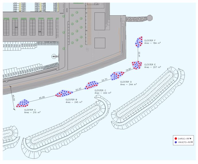 Plnol de la installació de 100 esculls de bioregeneració que permetran crear hbits submarins i augmentar la biodiversitat de la zona del Port Olímpic de Barcelona