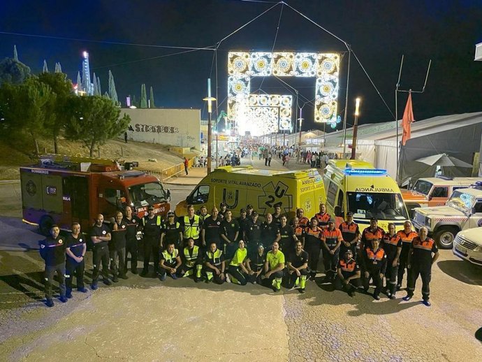 Personal del dispositivo de seguridad en la Feria de San Lucas 2022.