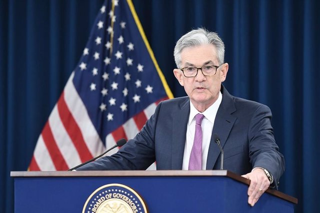 El presidente de la Reserva Federal de Estados Unidos, Jerome Powell, en la rueda de prensa posterior a la reunión de política monetaria del organismo celebrada el 19 de junio de 2019
