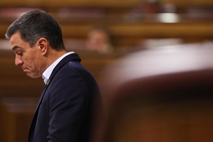 El presidente del Gobierno, Pedro Sánchez, en el Pleno de este jueves 