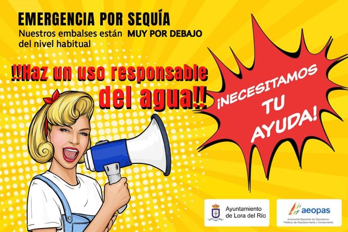 Campaña que pone en marcha Lora del Río para reducir el consumo de agua ante la sequía.
