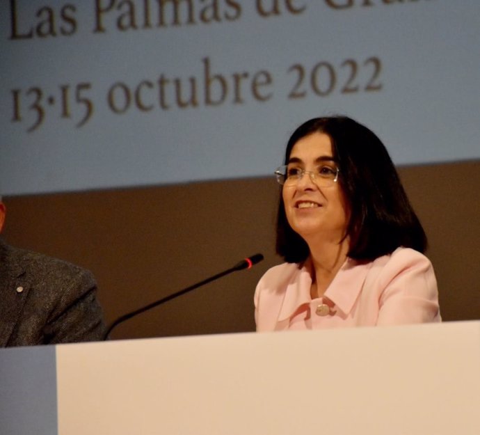 La ministra de Sanidad, Carolina Darias, en la inauguración del 73 Congreso Nacional de la Sociedad Española de Otorrinolaringología y Cirugía de Cabeza y Cuello (SEORL-CCC), que se celebra del 13 al 15 de octubre en Las Palmas de Gran Canaria.
