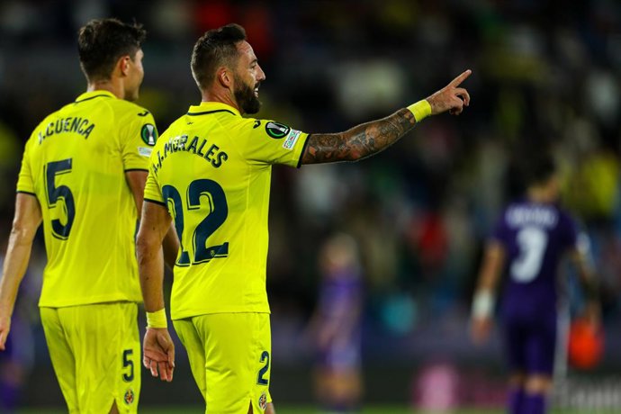 Jose Luis Morales of Villarreal gestures during the UEFA Conference League, football match played between Villarreal CF and FK Austria Wien at the Ceramica Stadium on October 6, 2022, in Castellon, Spain.