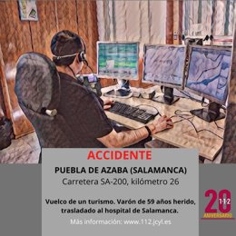Gráfico elaborado por el 112 con datos sobre el accidente registrado esta noche en la SA-200 en Puebla de Azaba