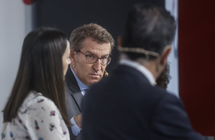 El presidente del Partido Popular, Alberto Núñez Feijóo, interviene durante el encuentro sobre Los Retos del Futuro del diario 'Las Provincias', a 14 de octubre de 2022, en Valencia