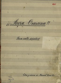 Partitura de la canción del Maestro Turrillas 'Aupa Osasuna'.