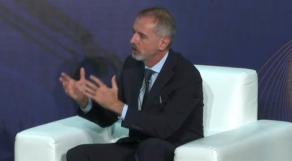 El presidente de Indra, Marc Murtra, durante la presentación de la tercera edición de Feindef.